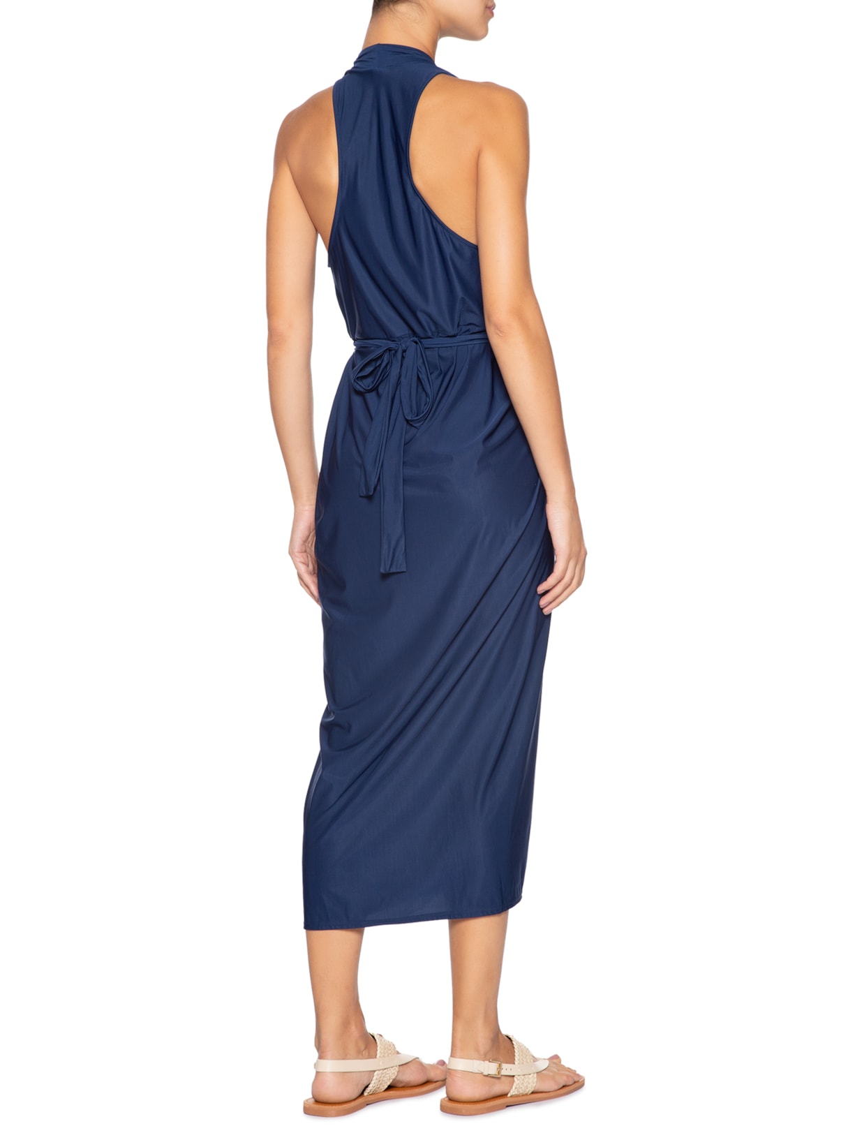 Vestido Midi Liso Azul Cia Marítima