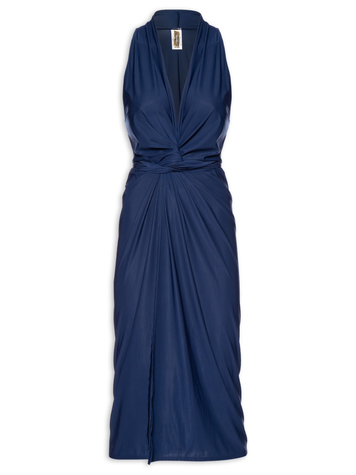 Vestido Midi Liso - Azul