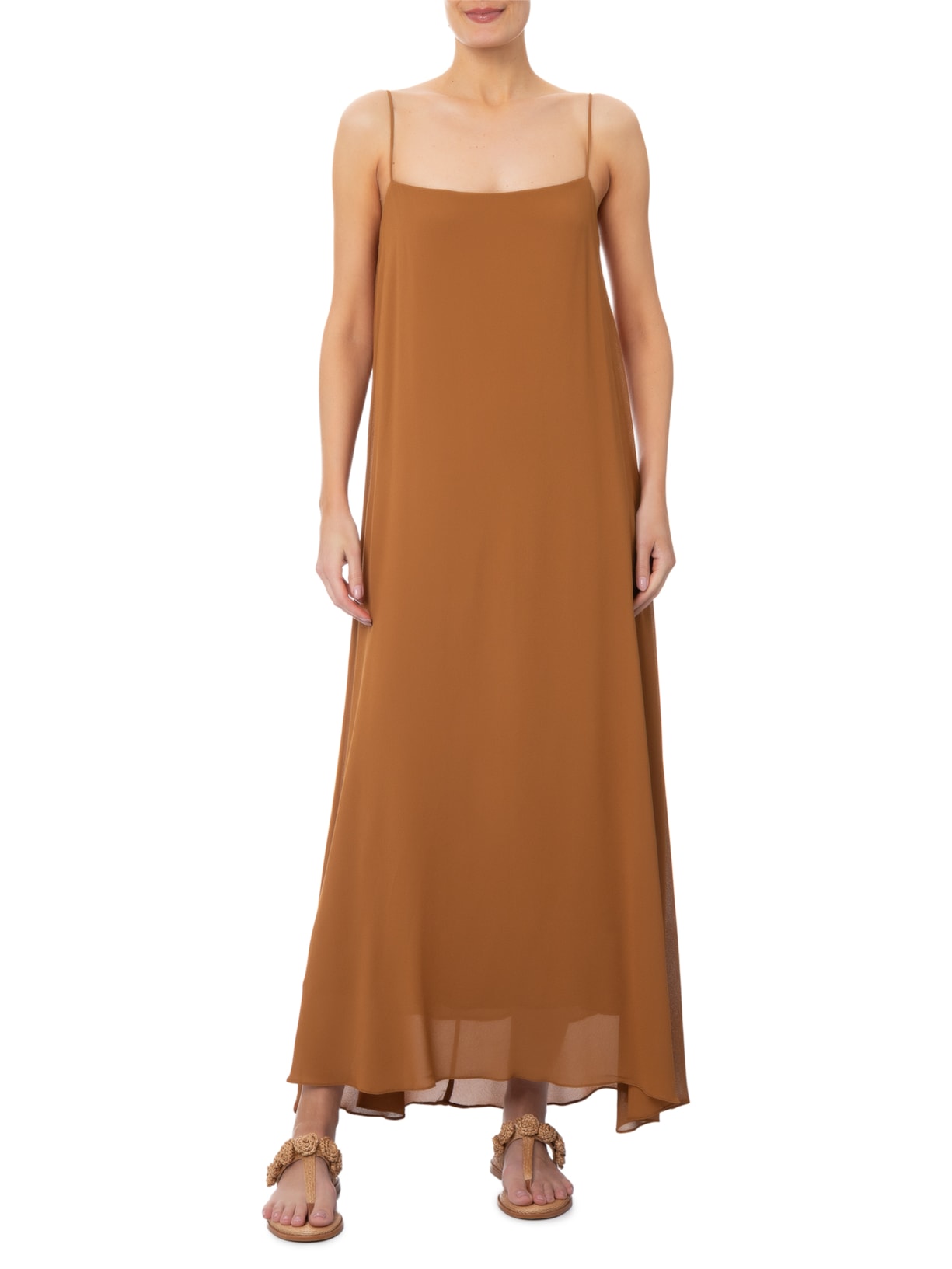 Vestido Midi Liso Marrom Farm + Marina Bitu