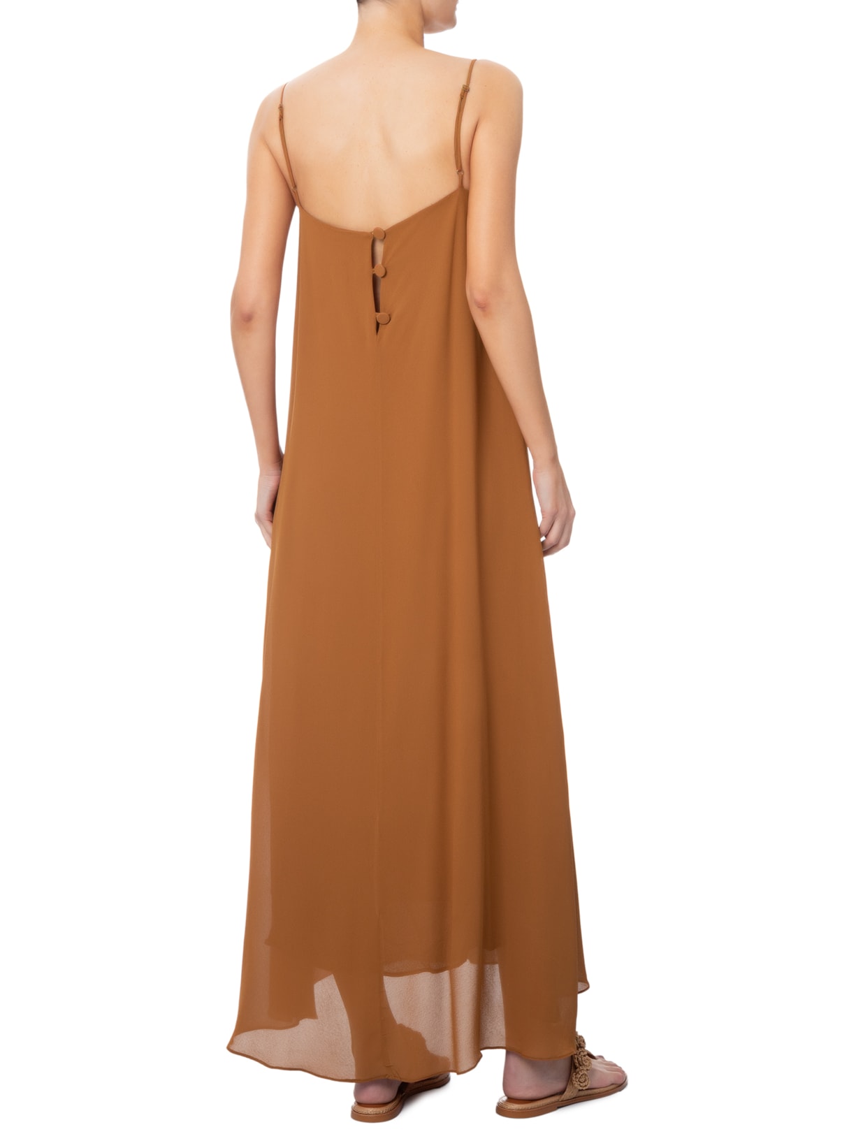 Vestido Midi Liso Marrom Farm + Marina Bitu