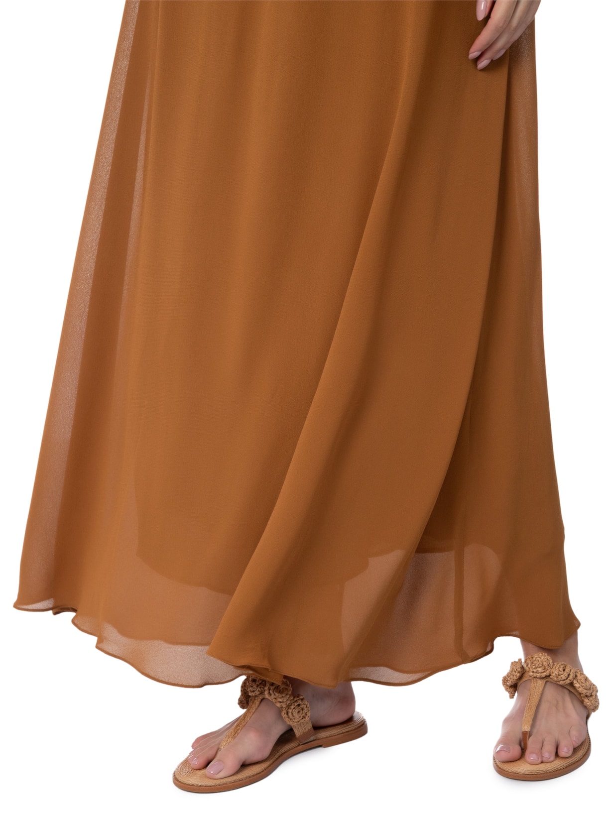Vestido Midi Liso Marrom Farm + Marina Bitu