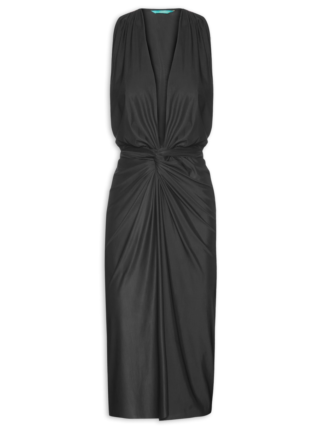Vestido Midi Liso - Preto