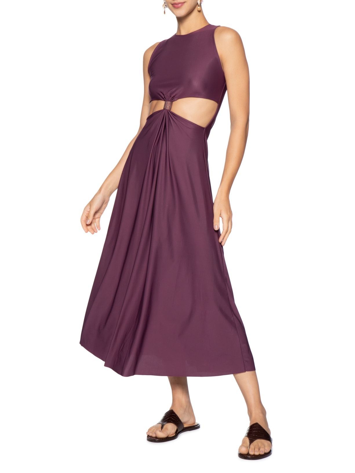 Vestido Midi Liso Roxo Cia Marítima