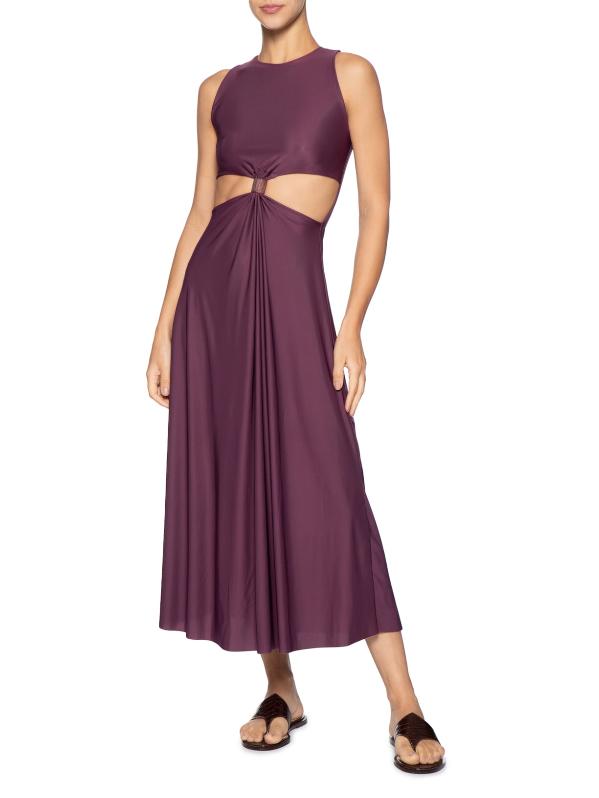 Vestido Midi Liso Roxo Cia Marítima