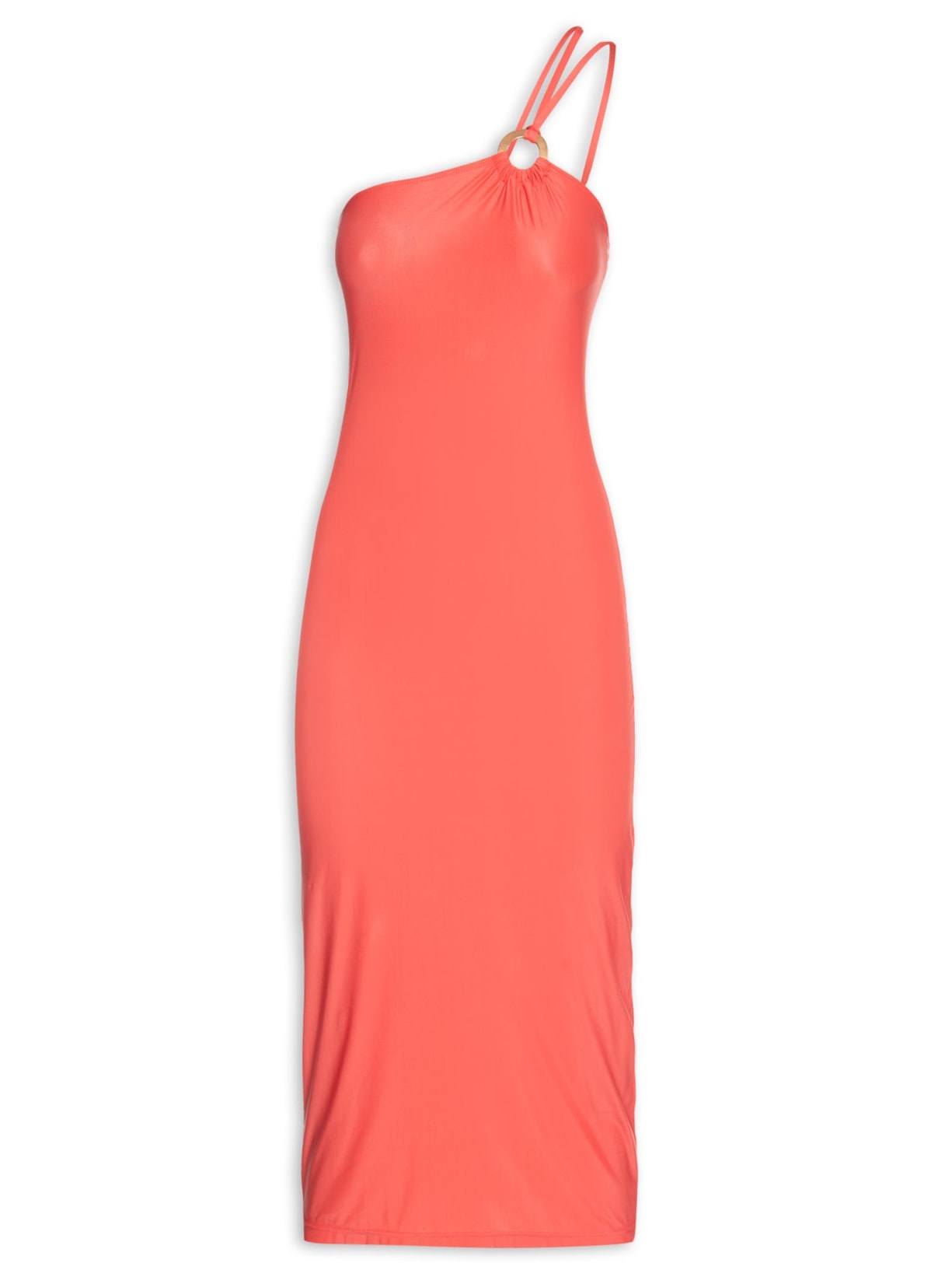 Vestido Midi Liso - Vermelho