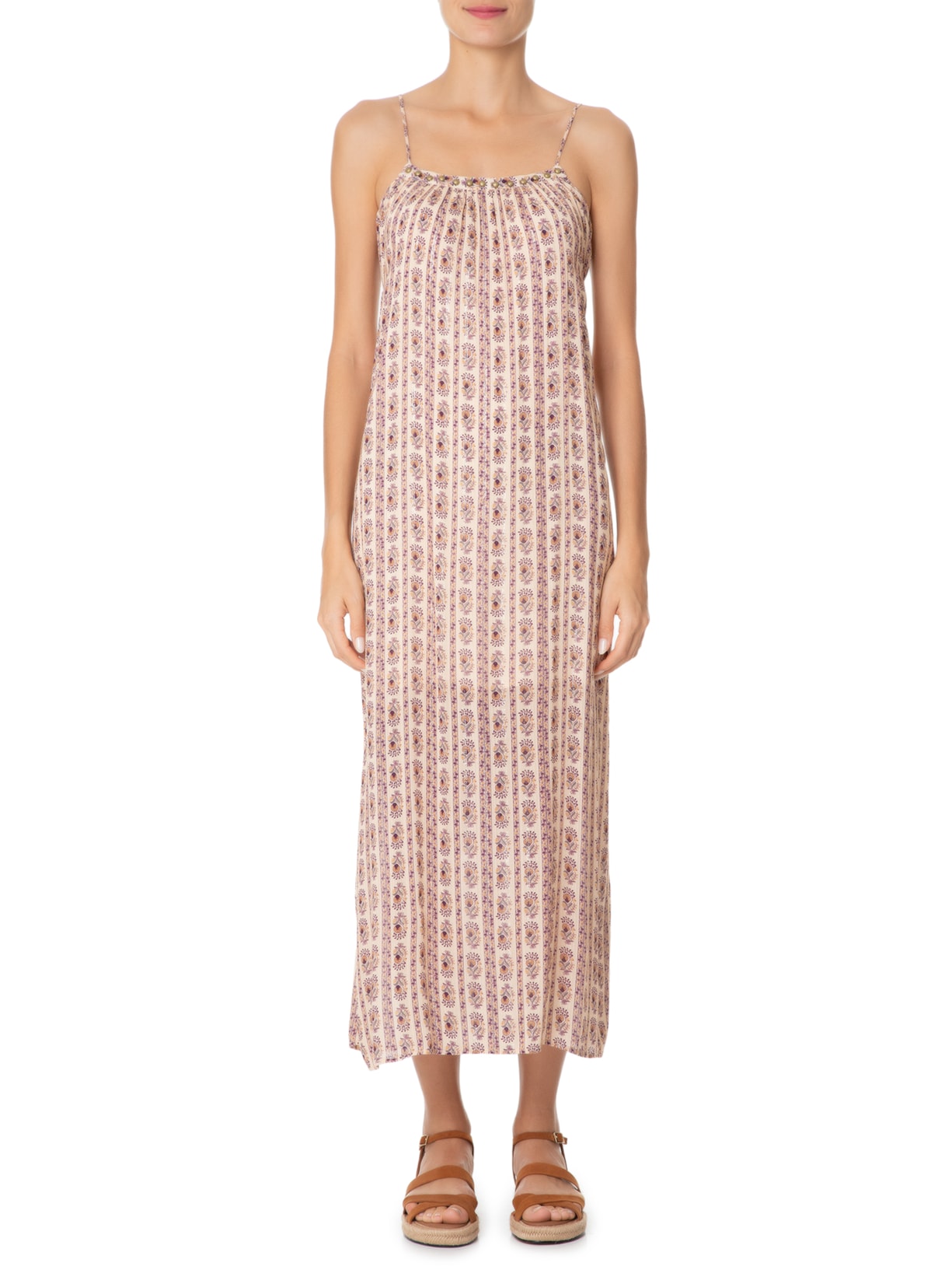 Vestido Midi Listra Ramos Bege Maria Filó