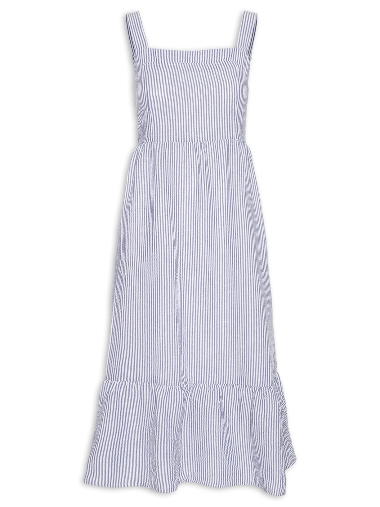Vestido Midi Listrado Azul Basiq