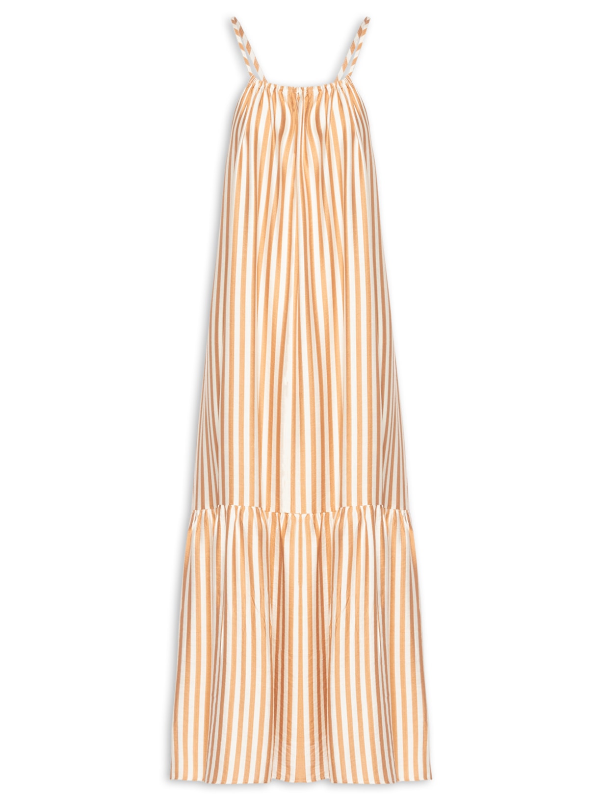 Vestido Midi Listrado - Bege