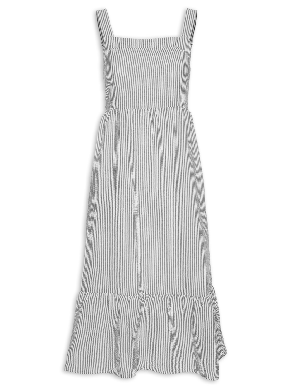 Vestido Midi Listrado Preto Basiq