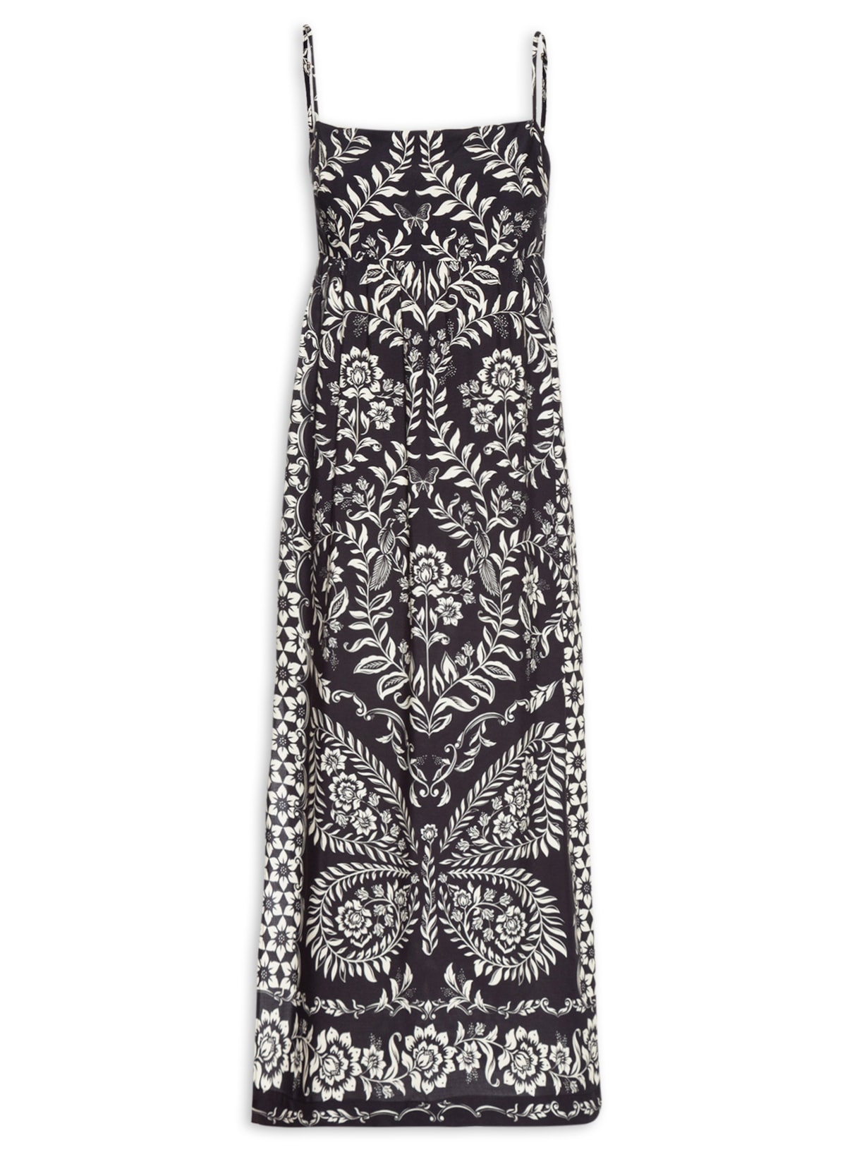 Vestido Midi Localizado Borbolina - Preto