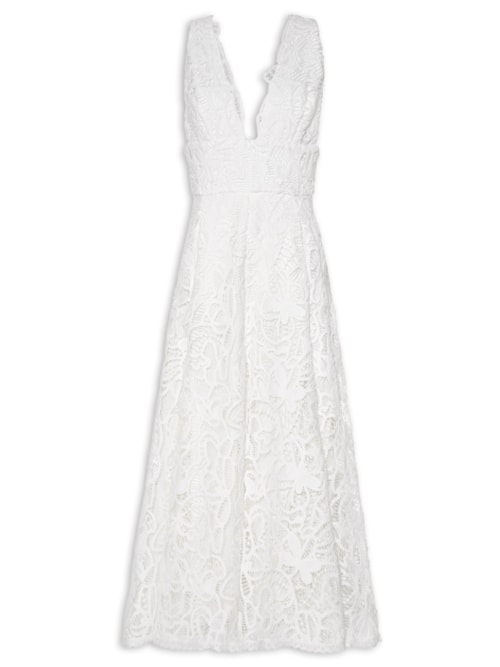 Vestido Midi Luciana Renda - Branco