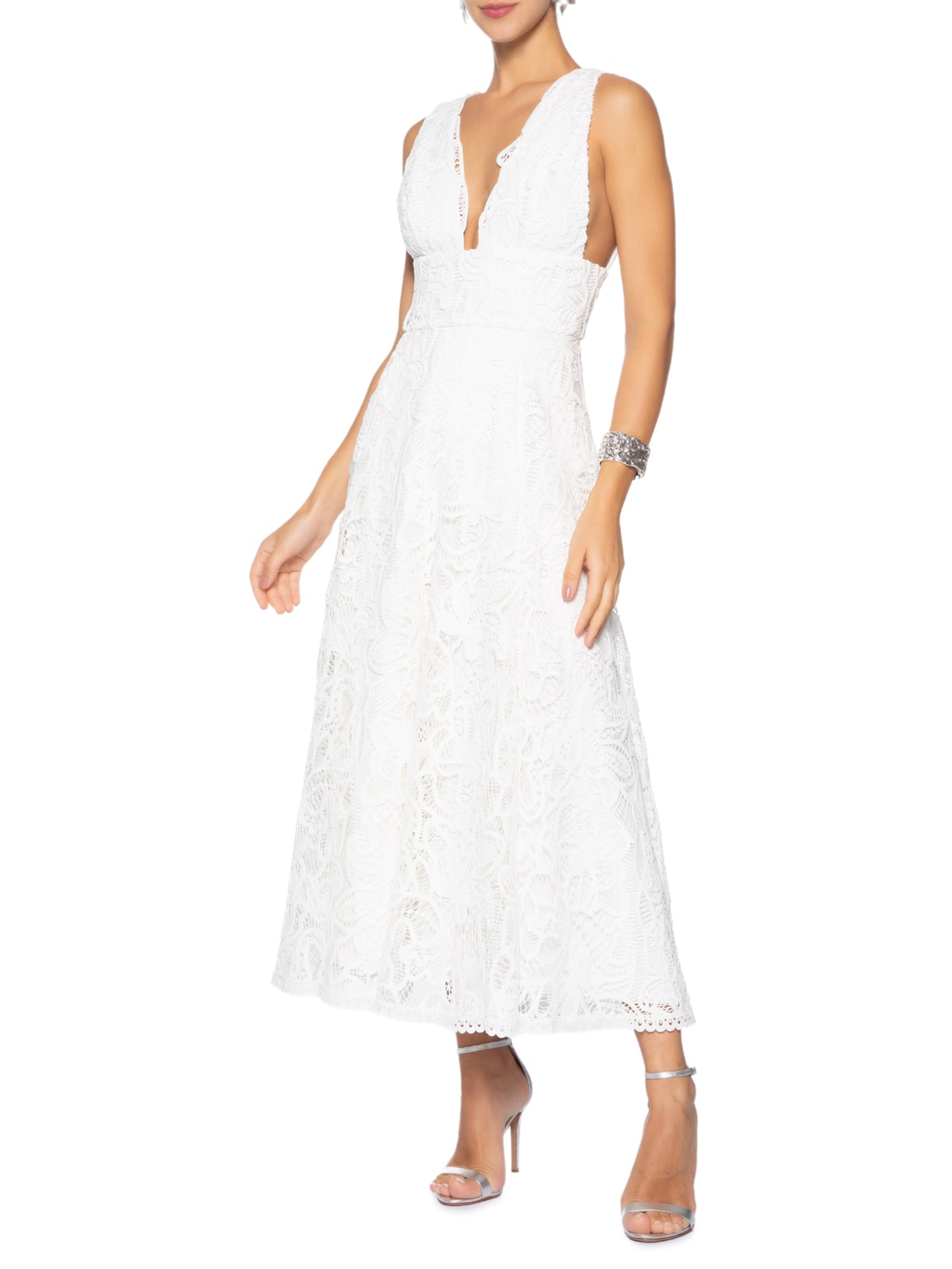 Vestido Midi Luciana Renda Branco Fabulous Agilitá