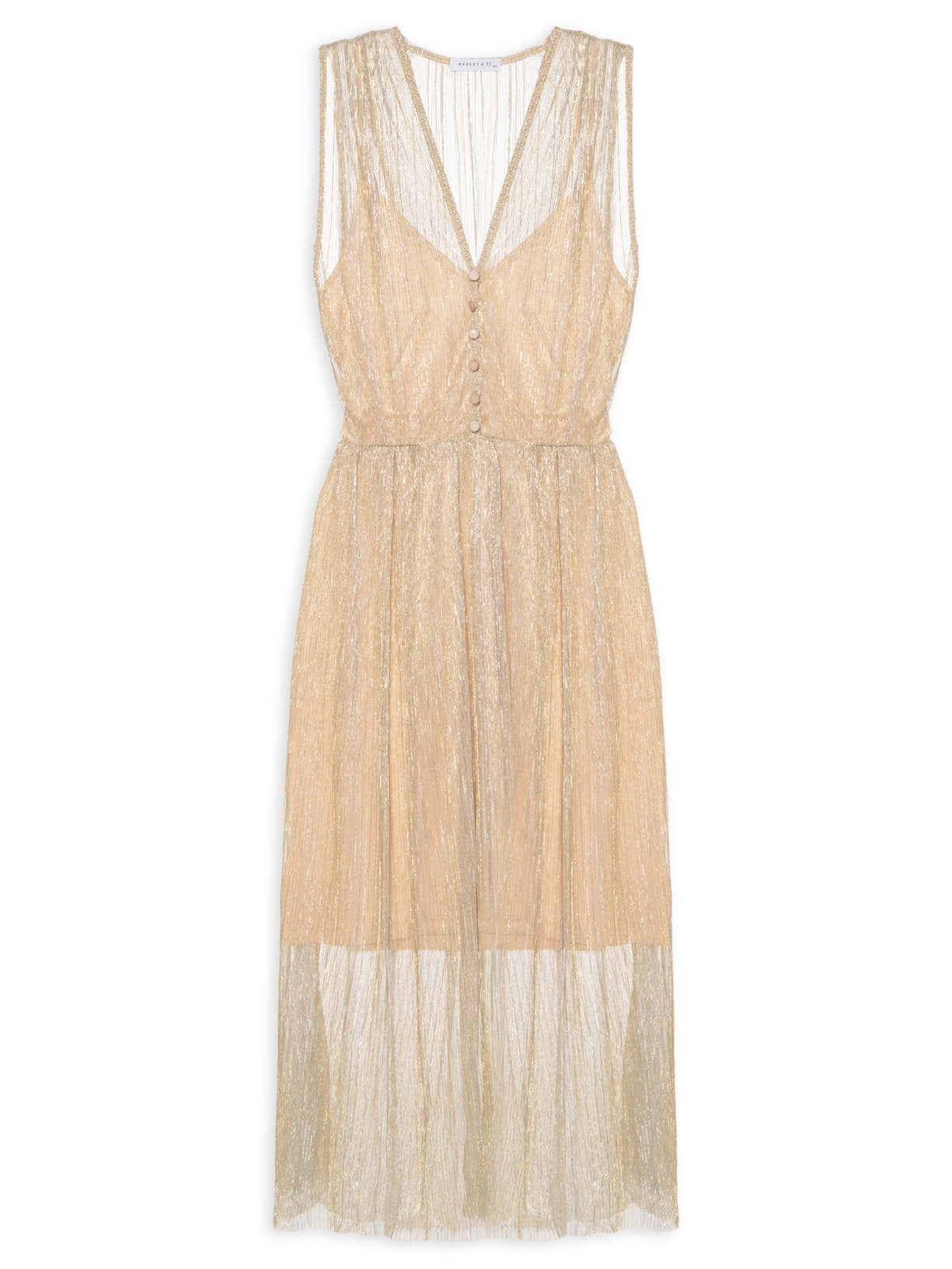 Vestido Midi Luréx - Dourado