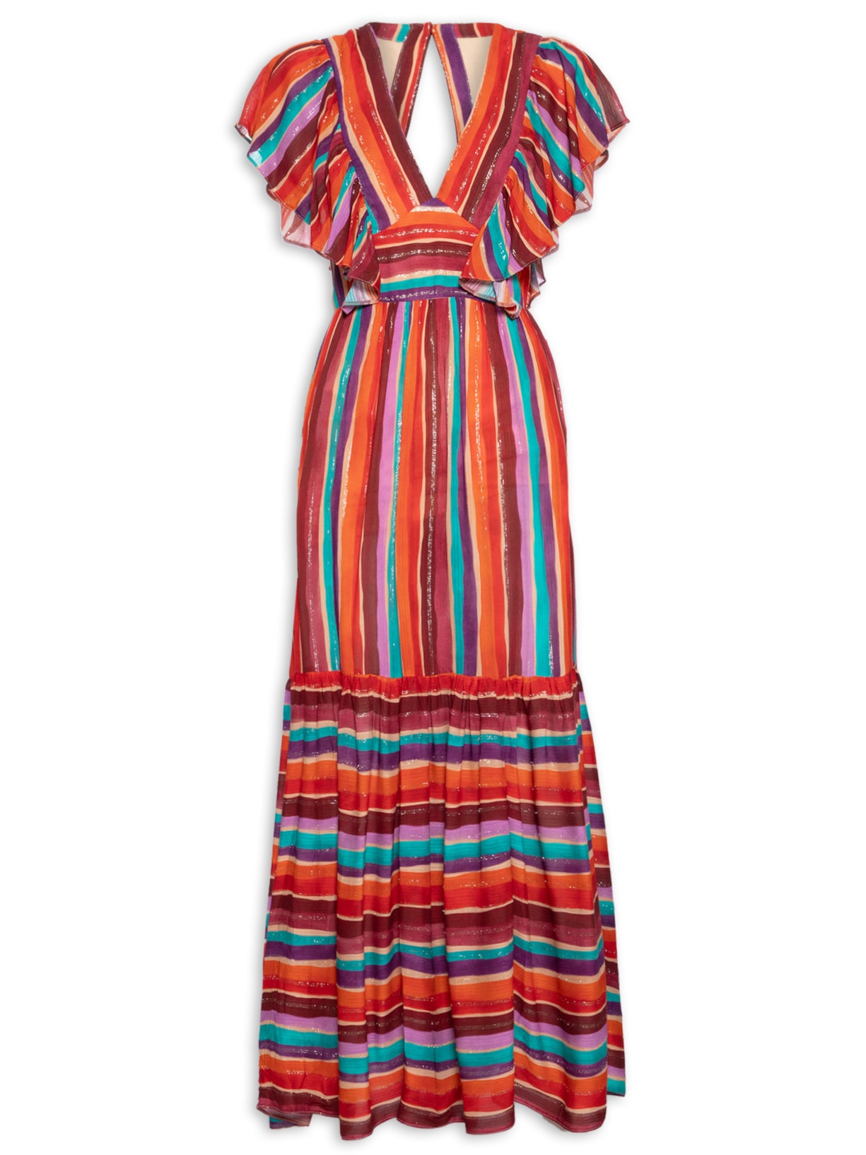 Vestido Midi Lurex Estampa Magia - Laranja