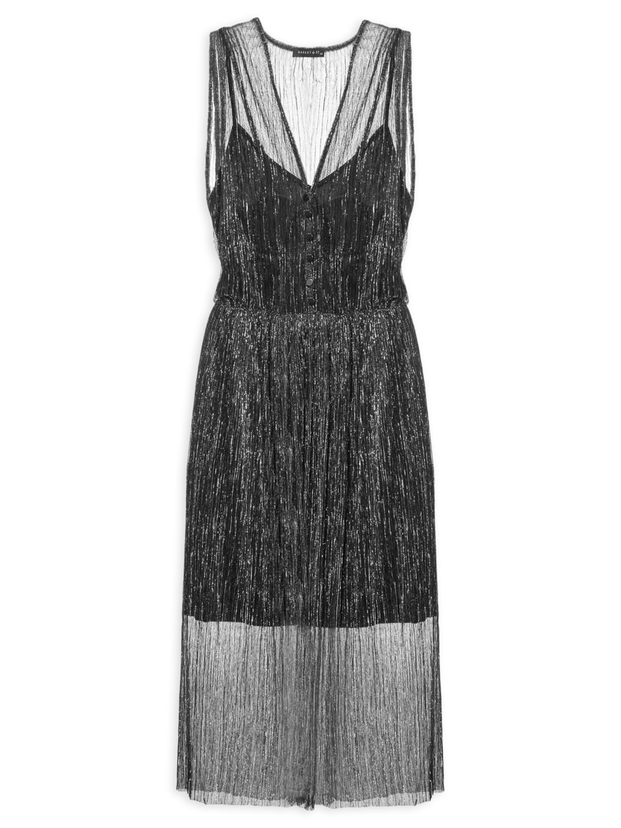 Vestido Midi Luréx - Preto