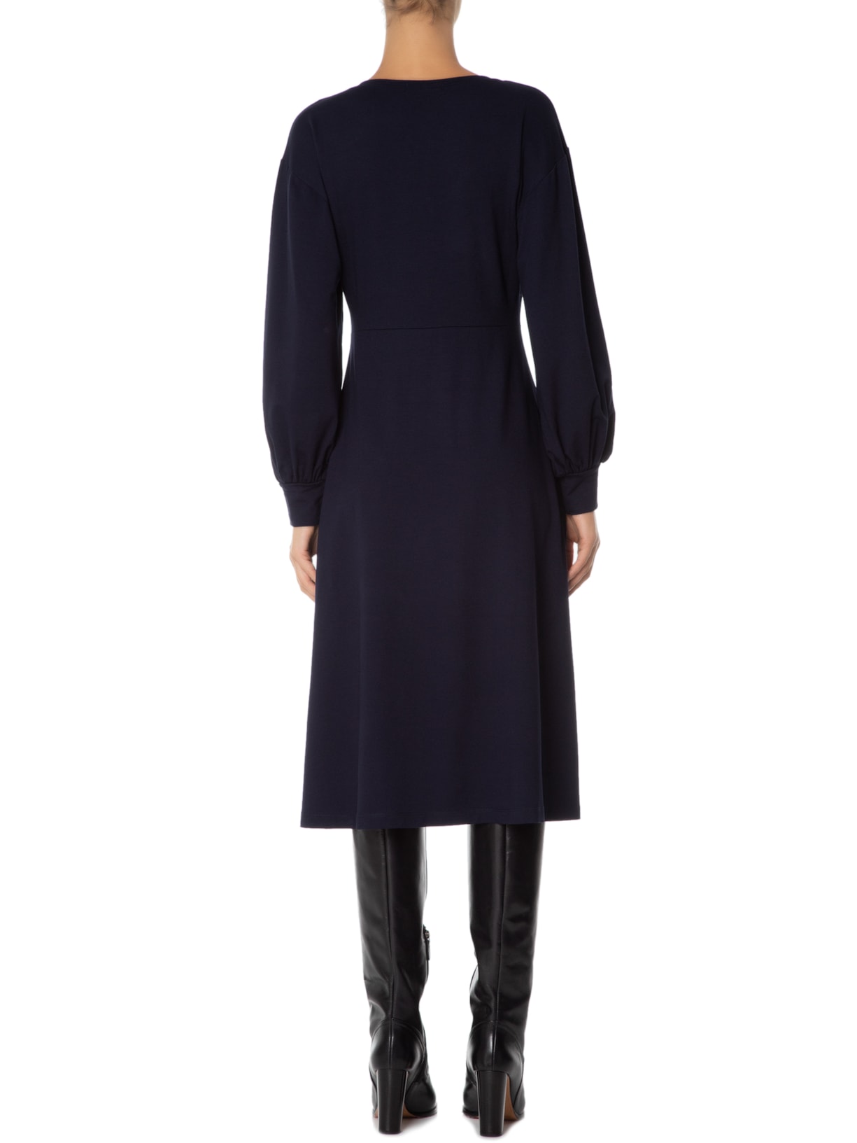 Vestido Midi Malha Manga Longa Ballon Azul '2Essential