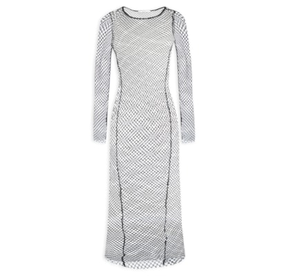 Vestido Midi Malha Metálica - Preto