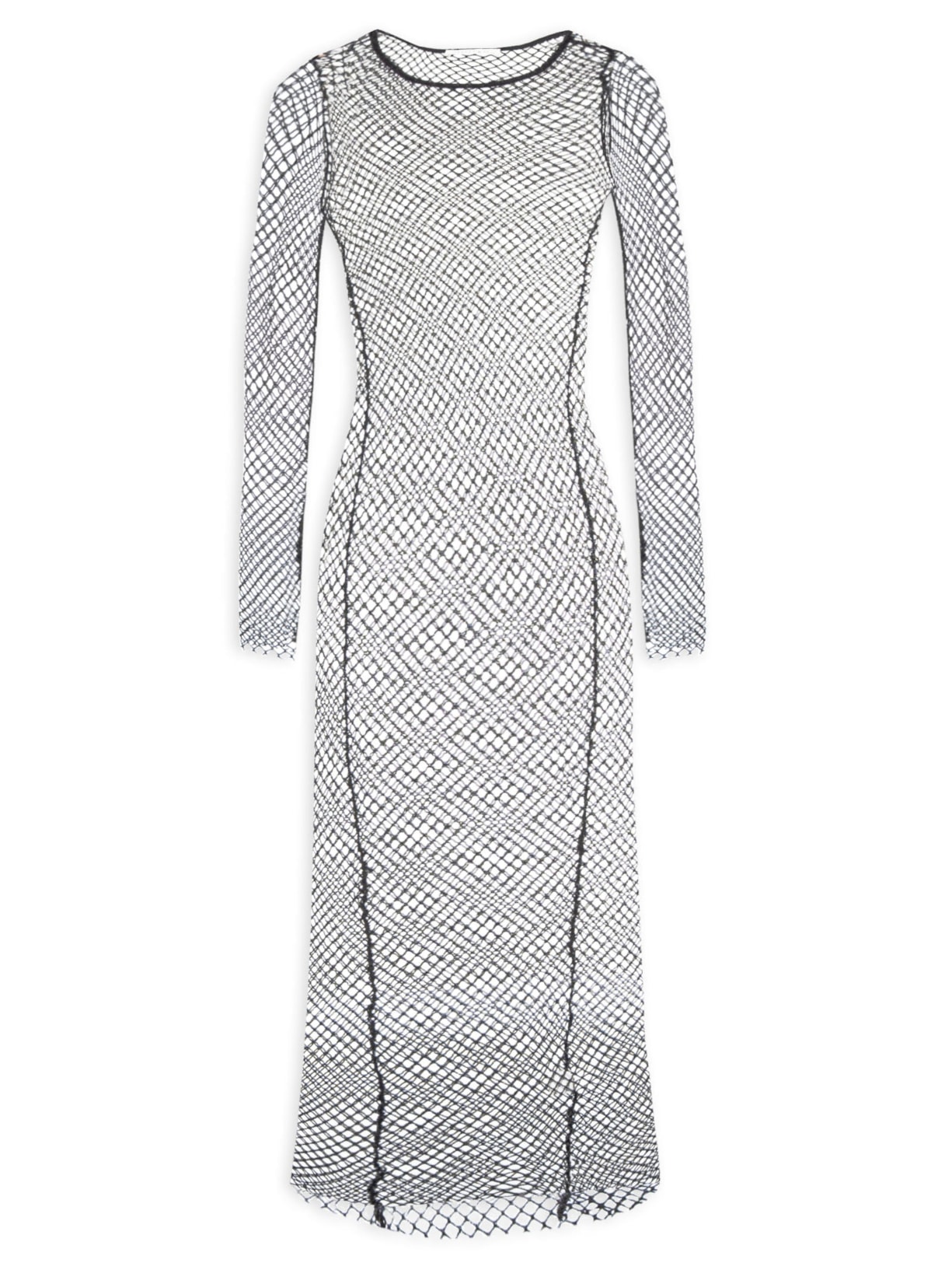 Vestido Midi Malha Metálica - Preto