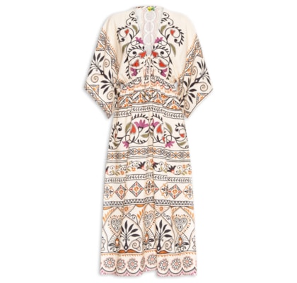 Vestido Midi Manga Adriele - Bege