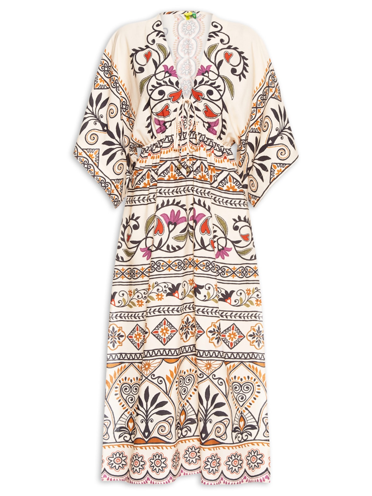 Vestido Midi Manga Adriele - Bege