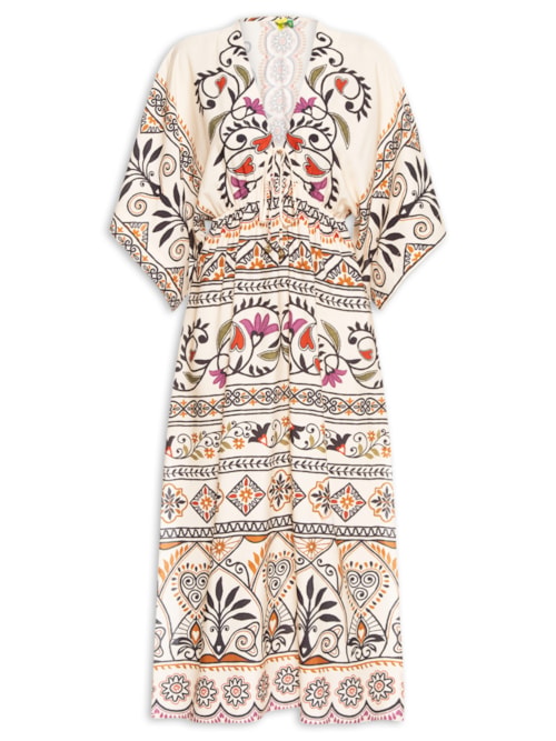 Vestido Midi Manga Adriele - Bege