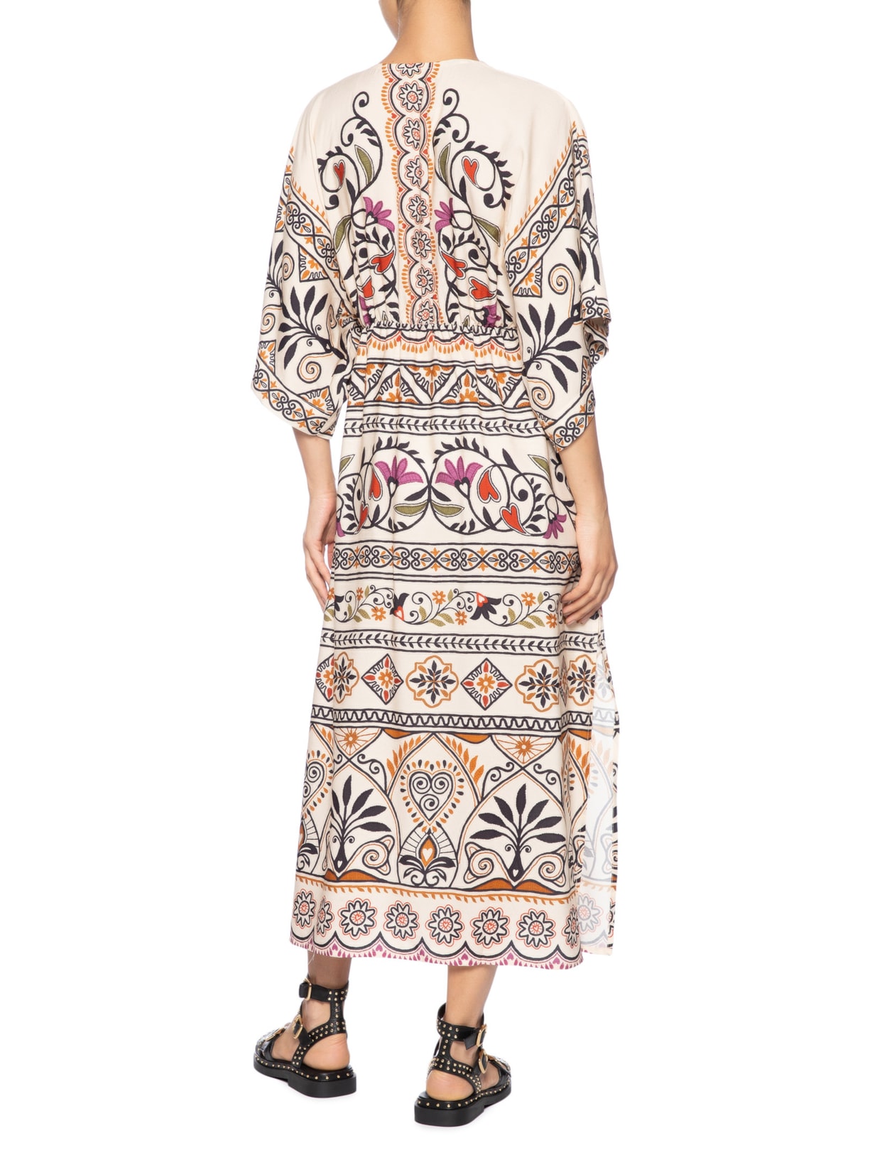 Vestido Midi Manga Adriele Bege Farm