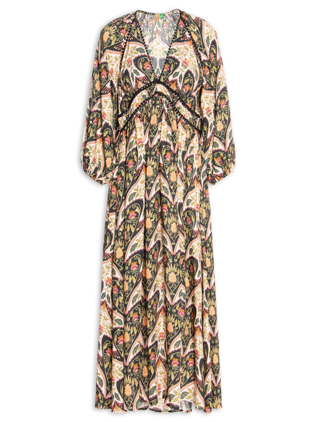 Vestido Midi Manga Andorinha Verde Farm