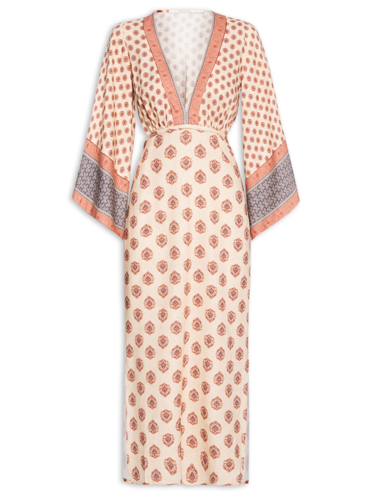 Vestido Midi Manga Estampa Haze - Rosa