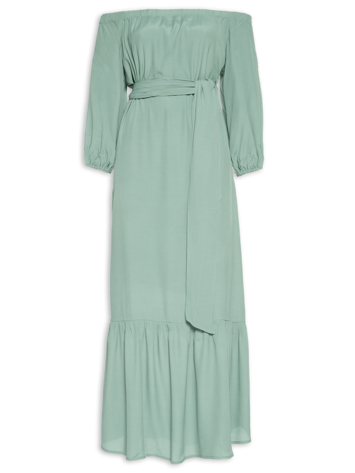 Vestido Midi Manga Longa - Azul