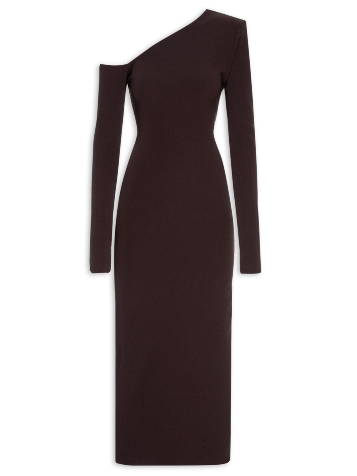 Vestido Midi Manga Longa - Marrom