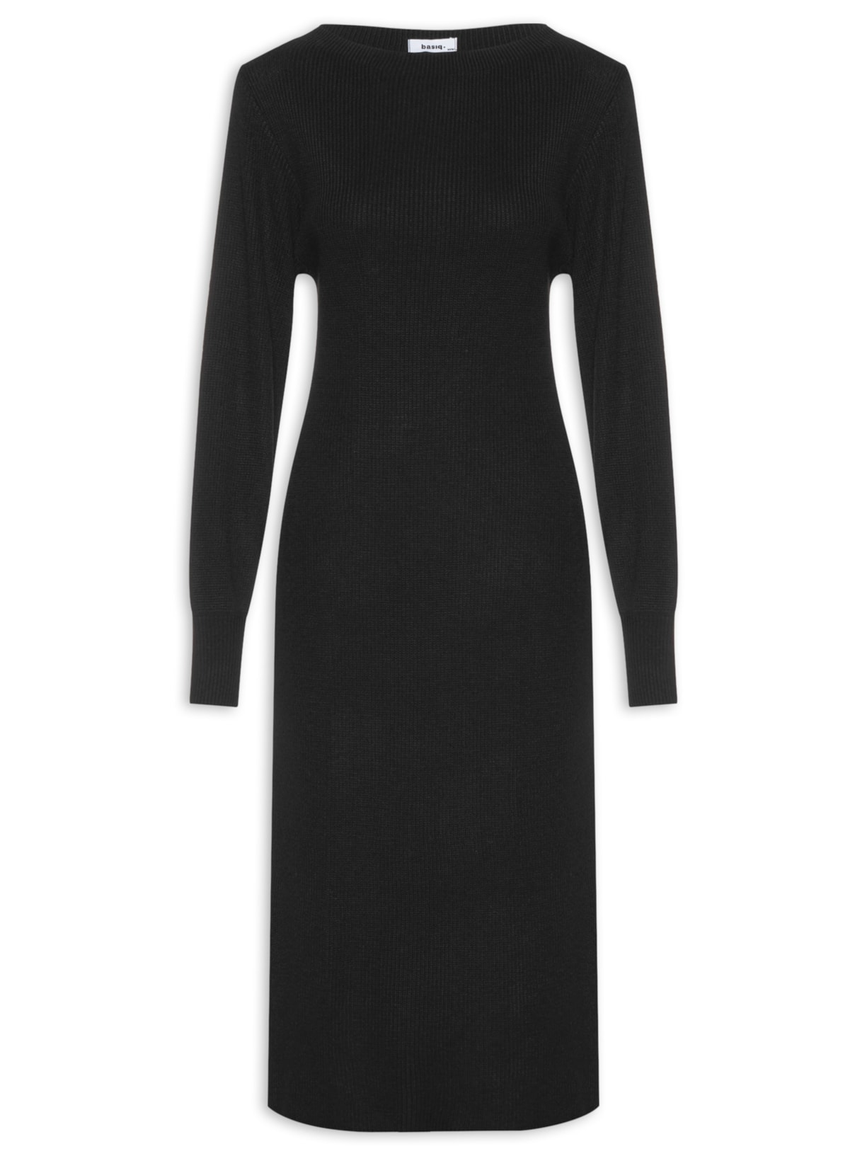 Vestido Midi Manga Longa - Preto