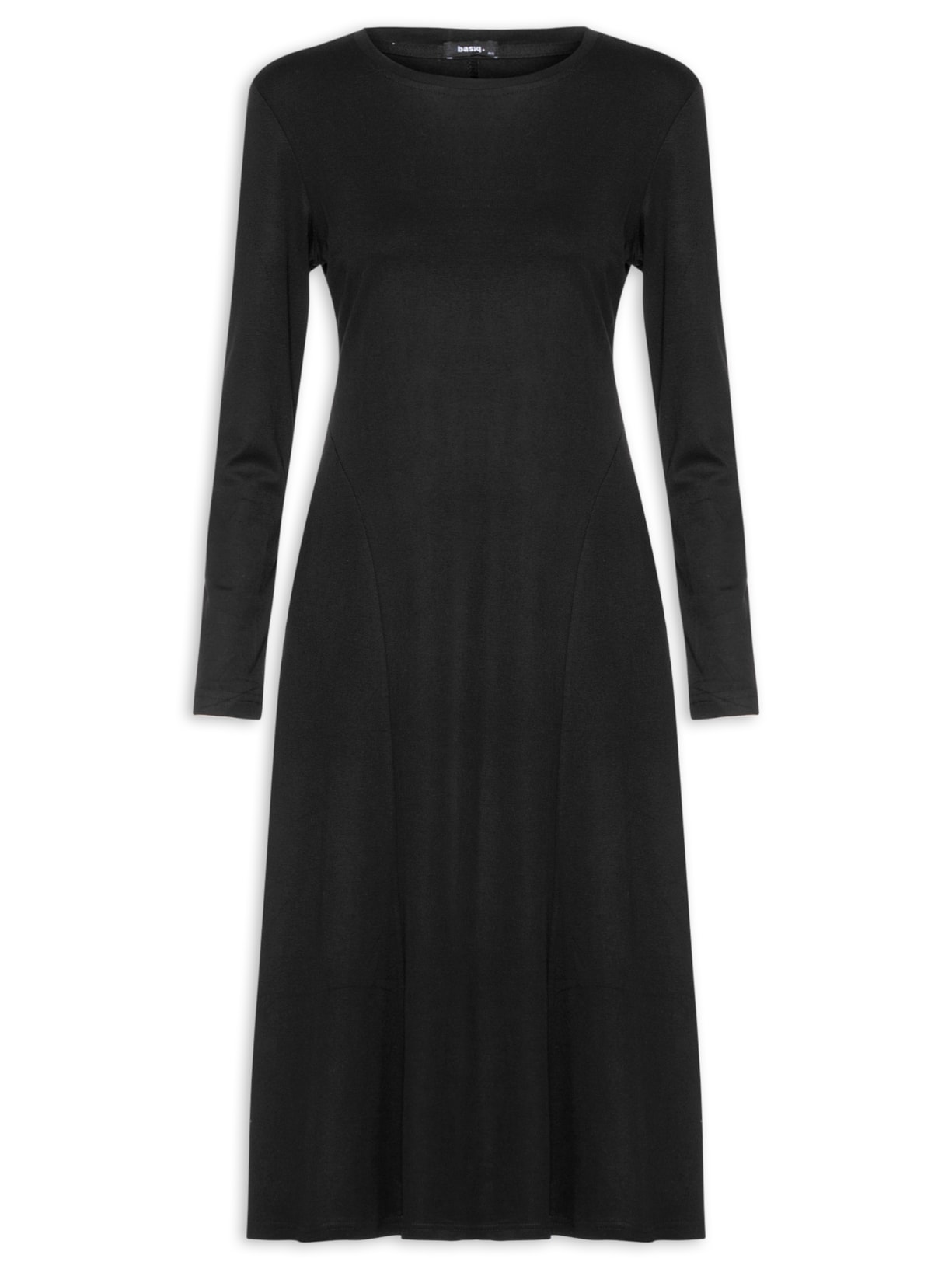 Vestido Midi Manga Longa - Preto