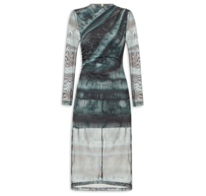 Vestido Midi Manga Longa - Preto