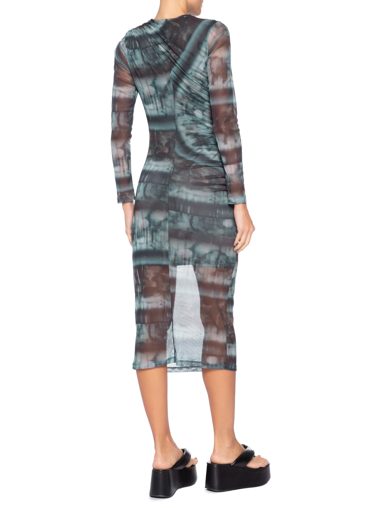 Vestido Midi Manga Longa Preto Cia Marítima