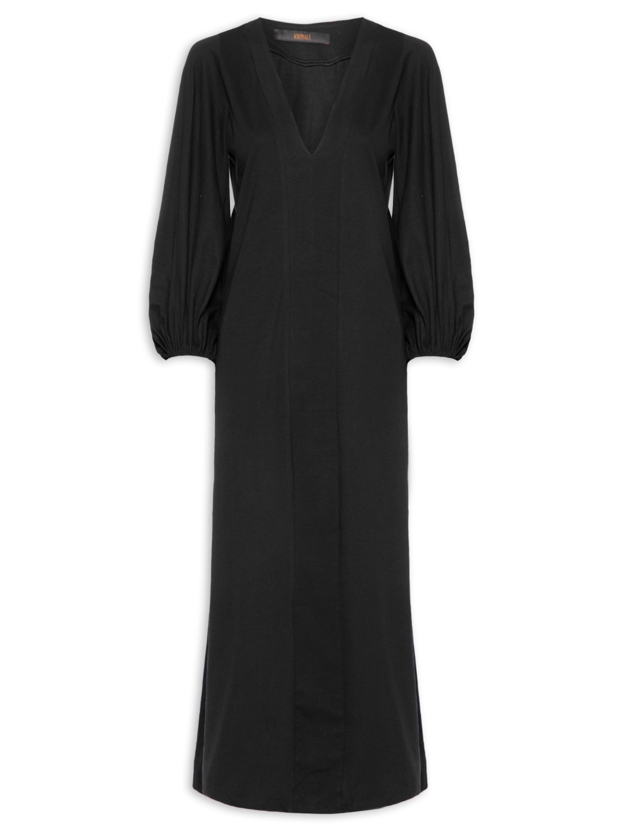 Vestido Midi Manga Longa - Preto