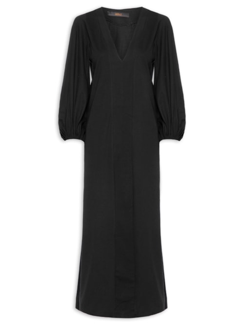 Vestido Midi Manga Longa - Preto