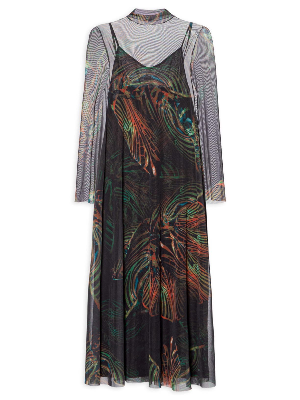 Vestido Midi Manga Longa Tule Pupa - Preto
