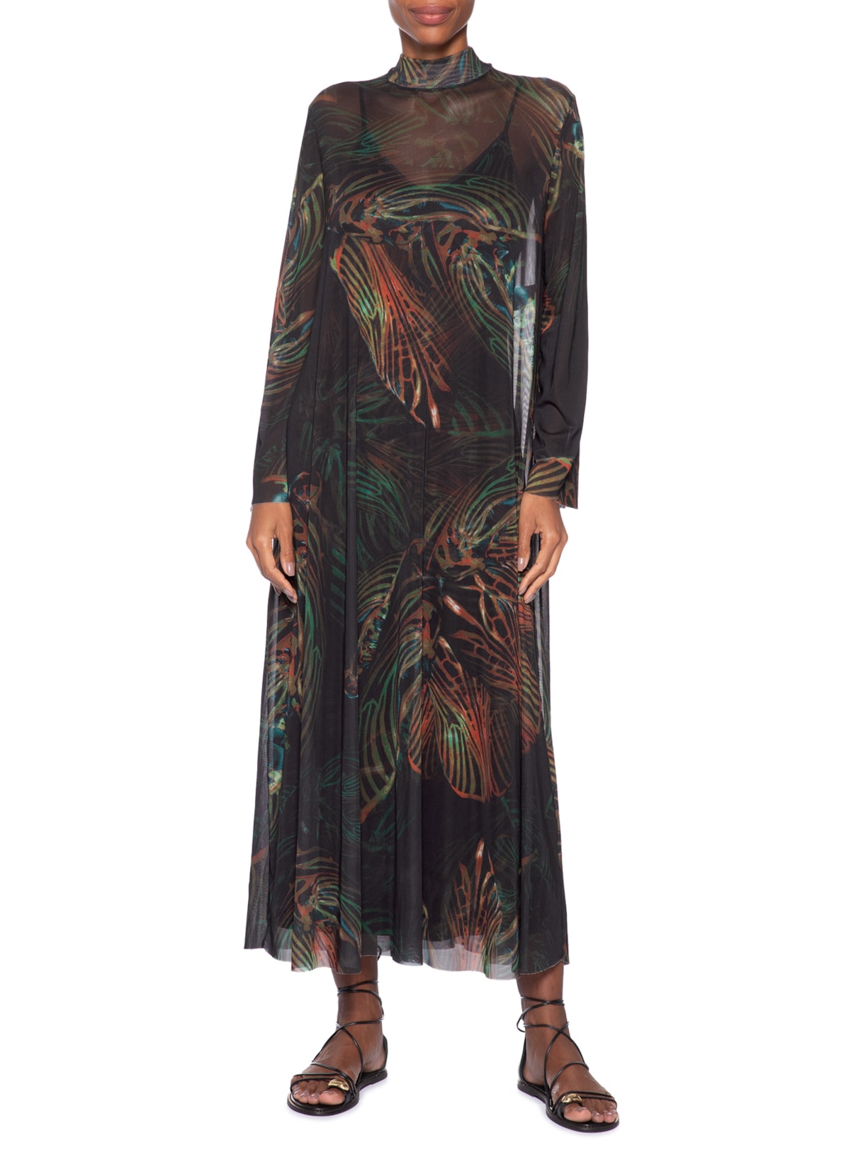 Vestido Midi Manga Longa Tule Pupa Preto Osklen