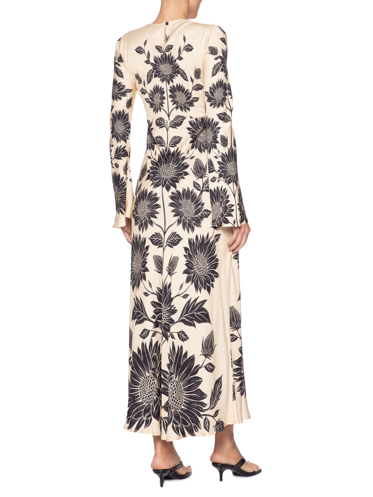 Vestido Midi Manga Maria Lia Bege Farm