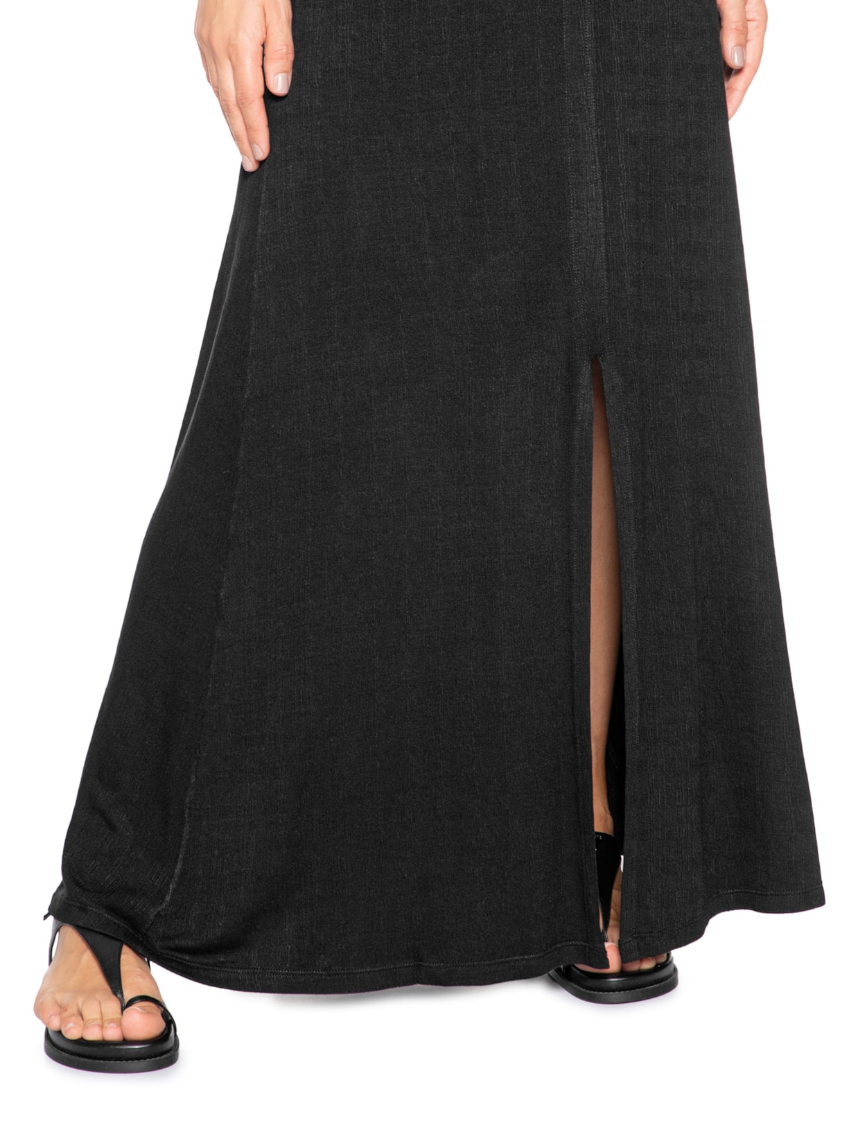 Vestido Midi Manga Morcego Transpassado Preto Basiq