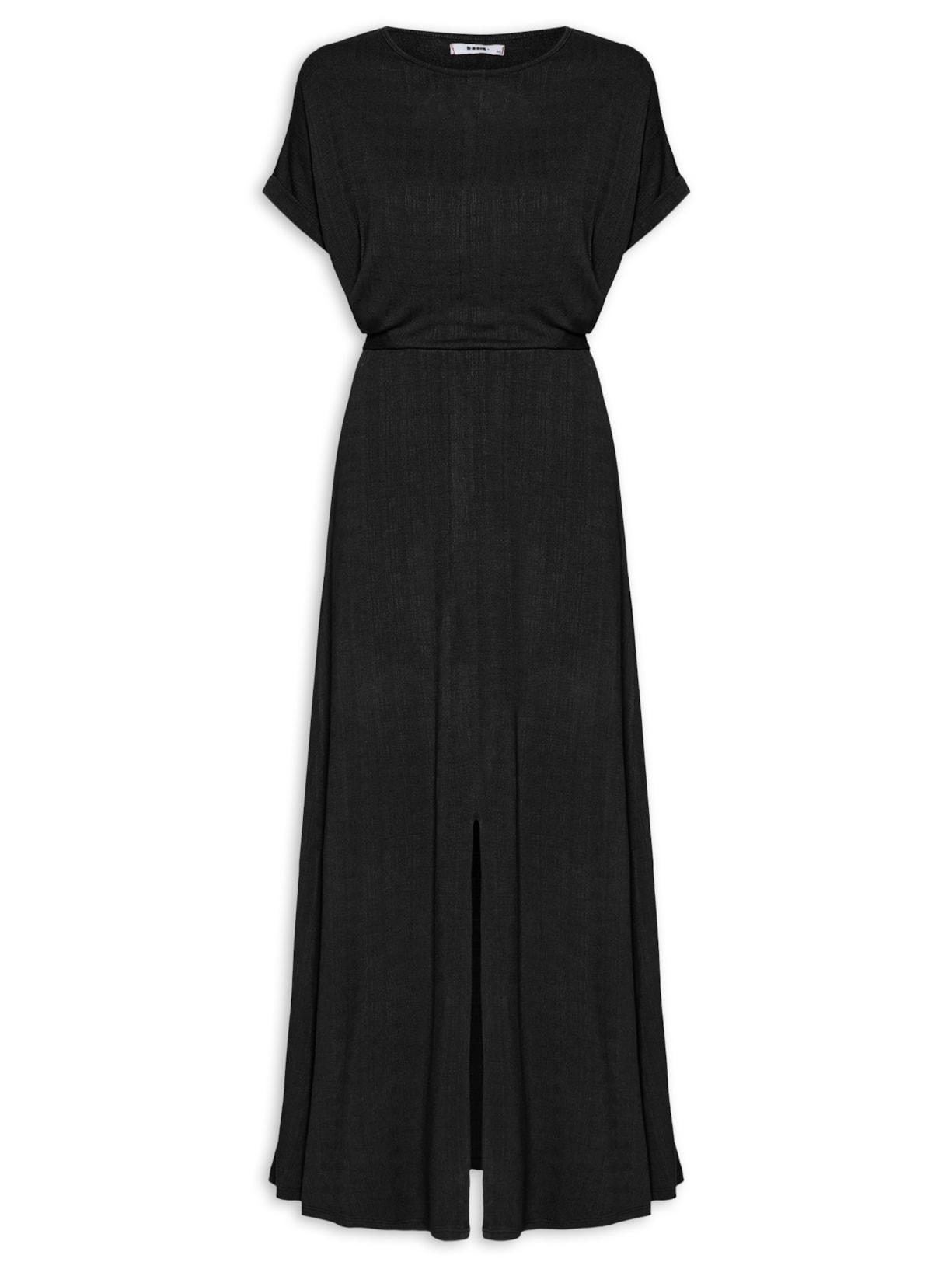 Vestido Midi Manga Morcego Transpassado - Preto