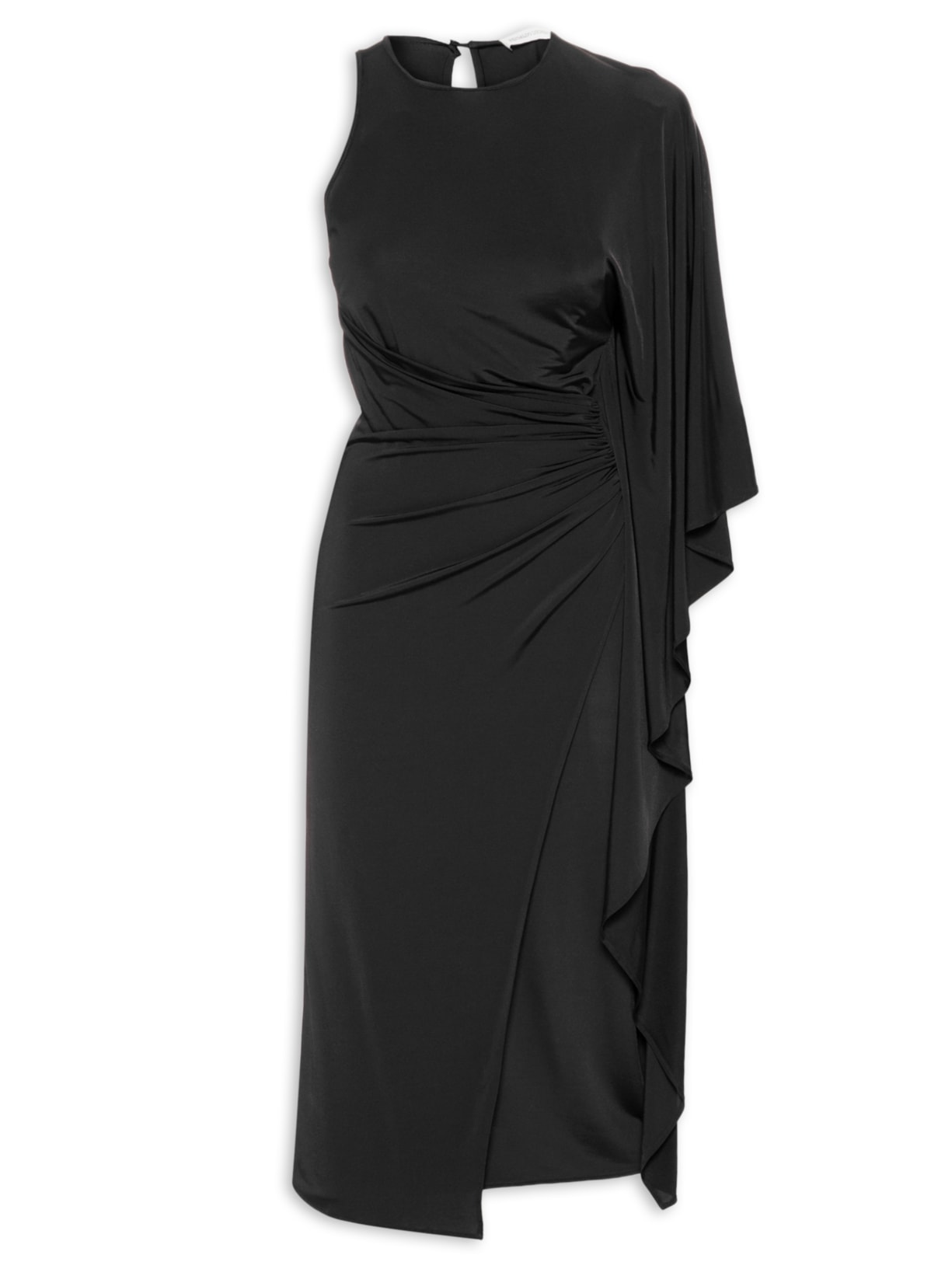 Vestido Midi Manga Única - Preto