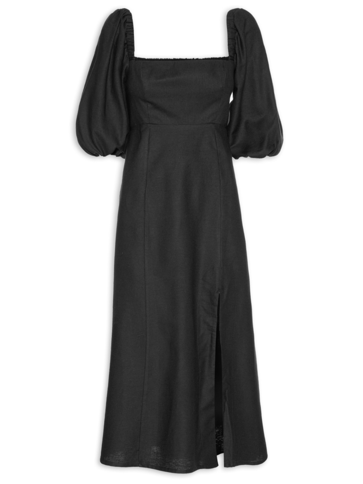 Vestido Midi Mangas - Preto
