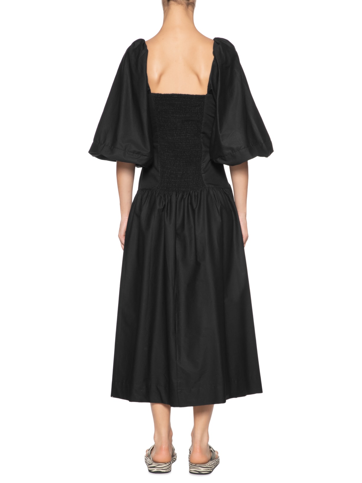 Vestido Midi Mangas Preto Farm