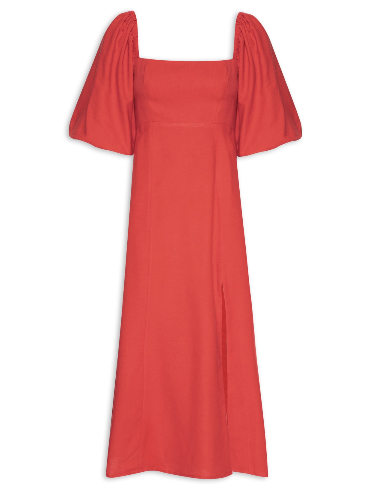 Vestido Midi Mangas - Vermelho