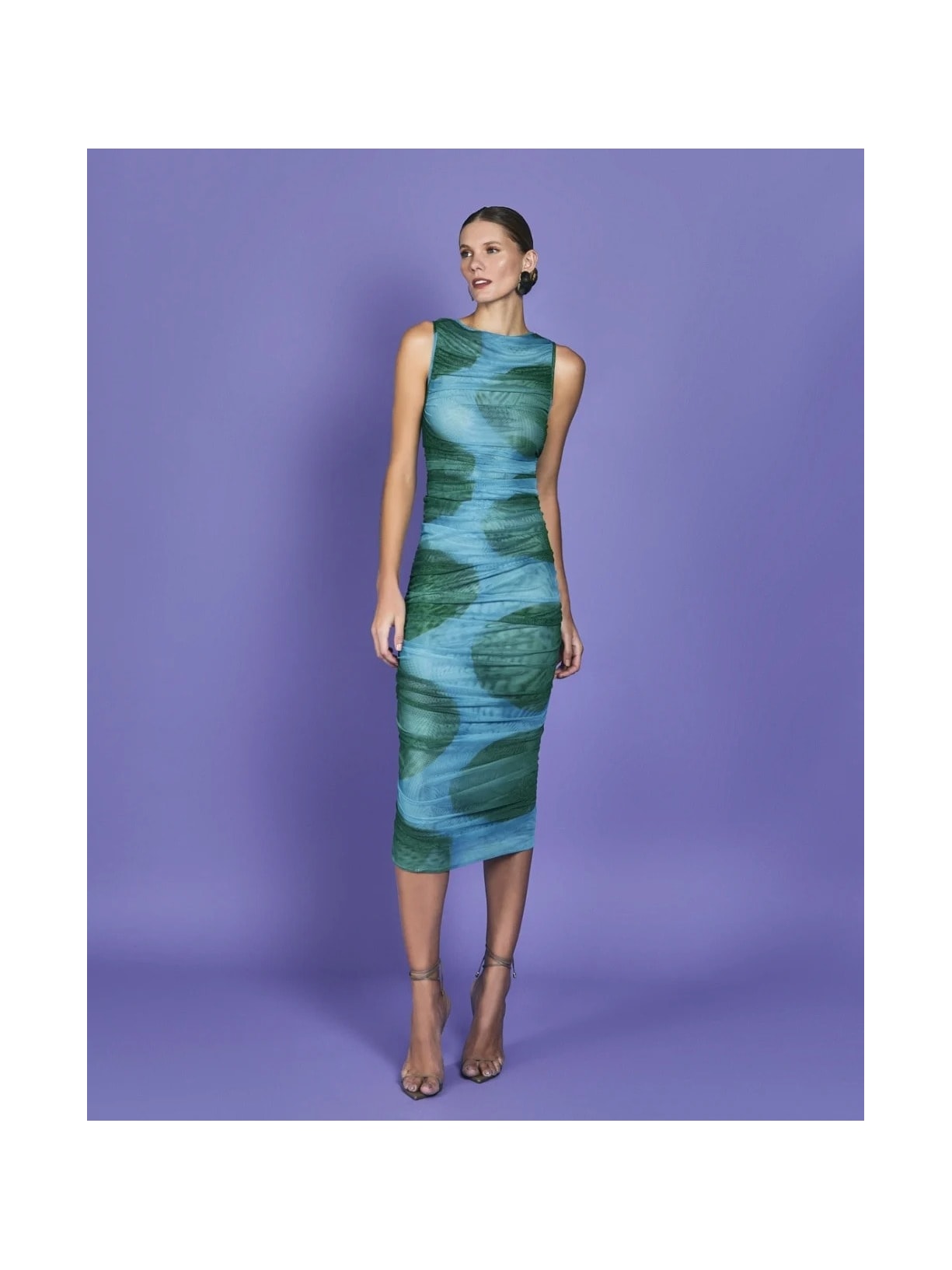 Vestido Midi Mareh Caravela Verde e Azul Shop Ginger