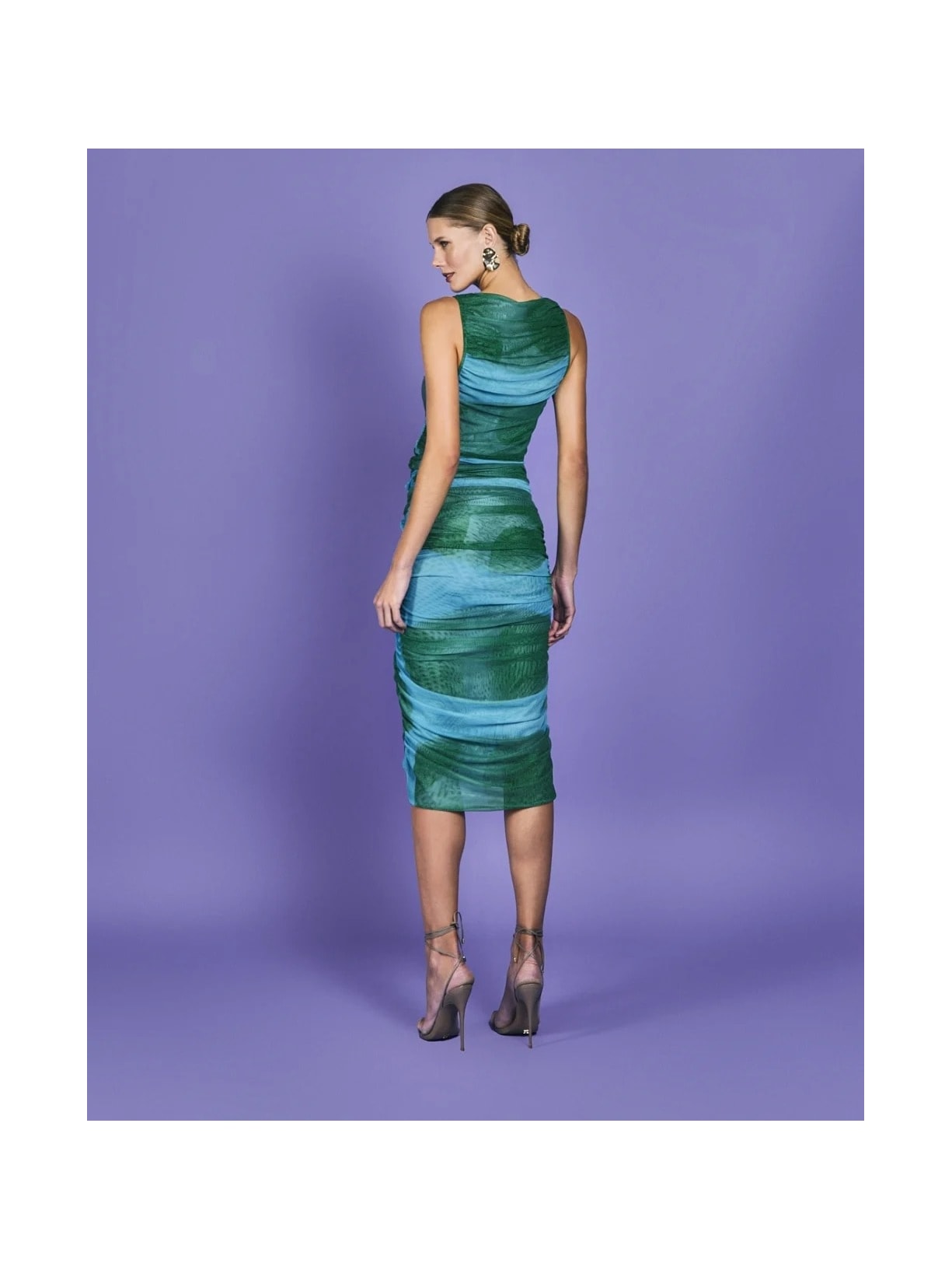 Vestido Midi Mareh Caravela Verde e Azul Shop Ginger
