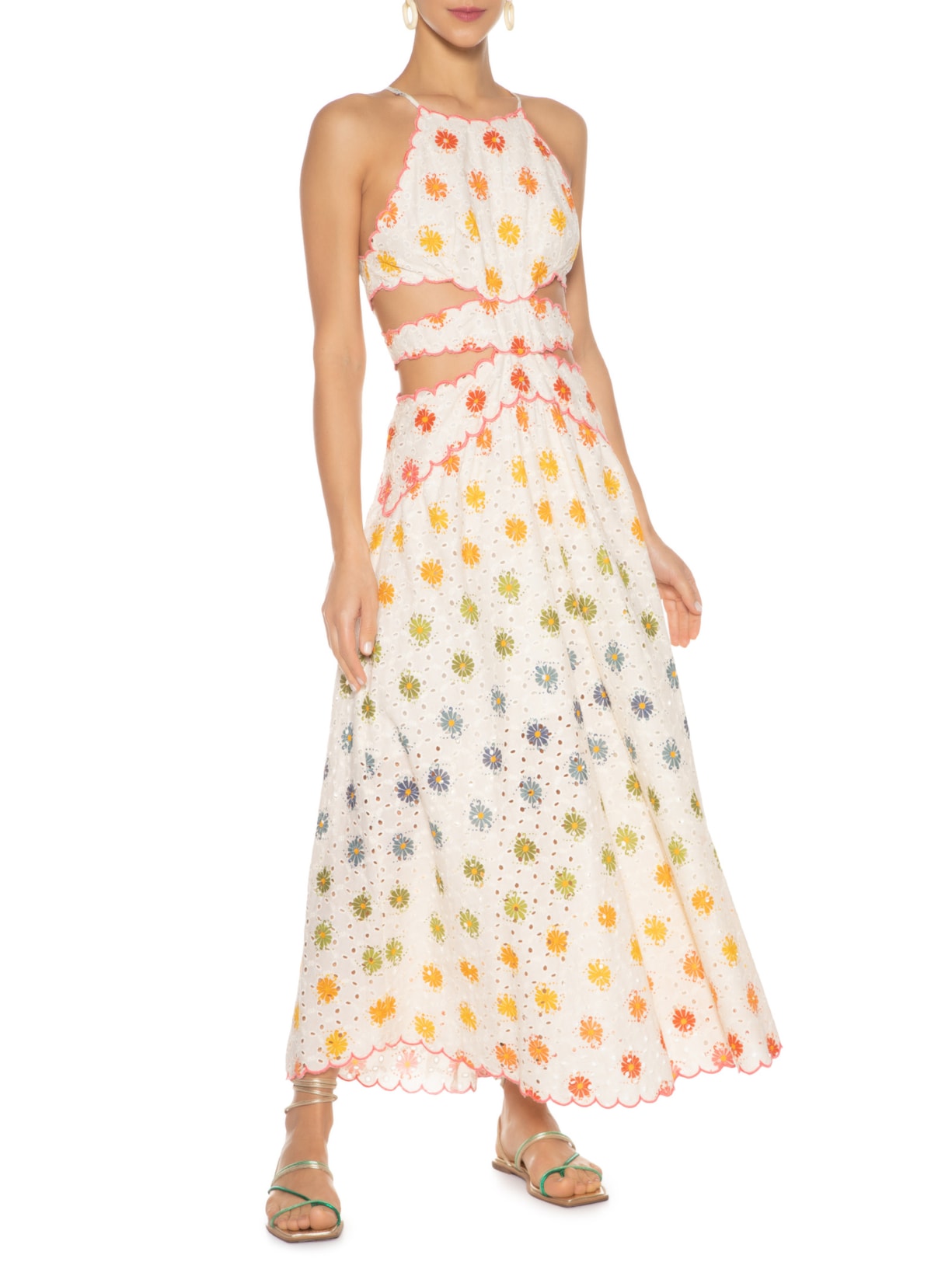 Vestido Midi Margaridinhas Rainbow Off White Farm