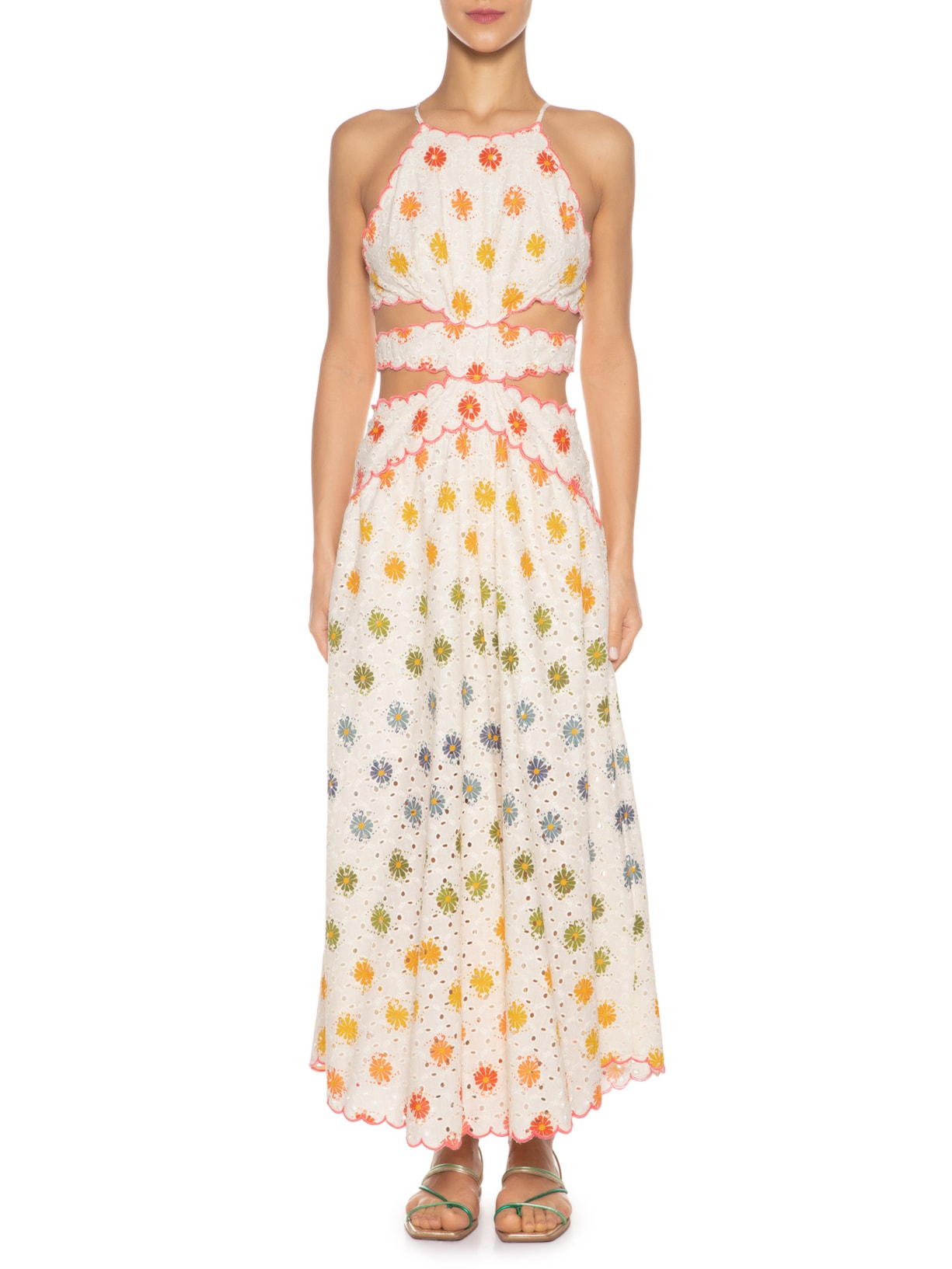 Vestido Midi Margaridinhas Rainbow Off White Farm