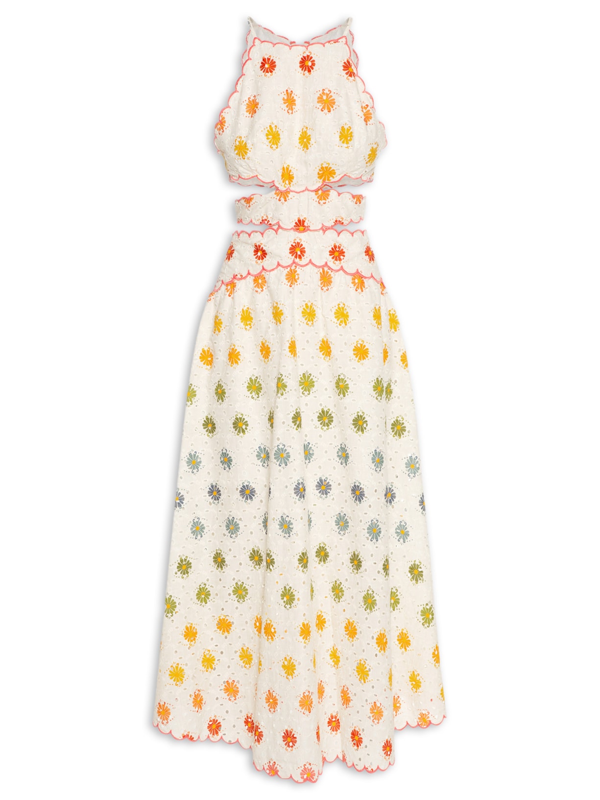 Vestido Midi Margaridinhas Rainbow - Off White
